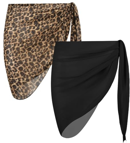 Aomig Kort strandkjol för kvinnor, sommar cover-up baddräkt, sexiga döljande tröjor och sarong, pareo för dam bohemisk strand, lätt strandwrap för bikini