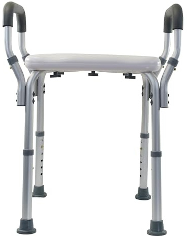 Essential Medical Supply Height Adjustable Shower and Bath Bench with Padded Arms and Textured Seat - Perfect Shower Chair for Inside Shower or Bath for Seniors and Adults - Supports Up to 300lbs.