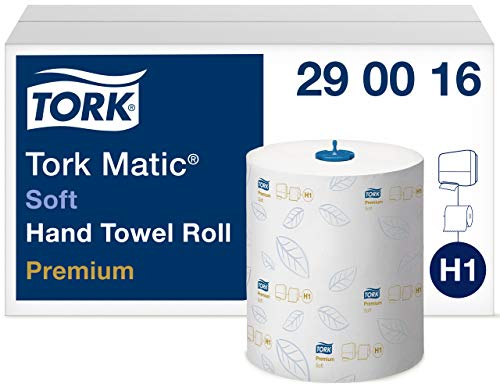 Tork Matic weiches Rollenhandtuch Premium 290016 - H1 Premium Handtuchrollen für Rollenhandtuchspender, besonders hohe Saugkraft, reißfest, 2-lagig, weiß - 6 Papierrollen x 100 m