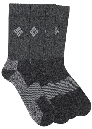 Columbia Moisture Control Cush Crew, Black, Men 6-12, 4 Pair