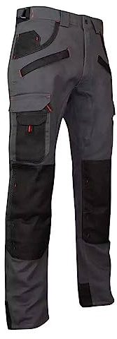 LMA WORKWEAR 1880 - Pantalon de Travail Renforcé avec Poches Genouillères - 1261 Argile - Bicolore, Multipoches, Ultra-Résistant - Idéal BTP, Industrie, Artisanat - Taille 42/Entrejambe 83