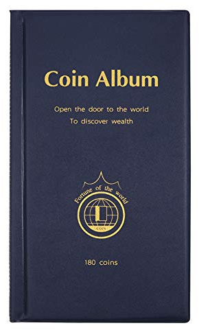 MULOVE 180 tasche raccoglitore di monete, raccoglitore di monete da 50p, adatto per monete di diametro inferiore a 1,66 pollici (blu)