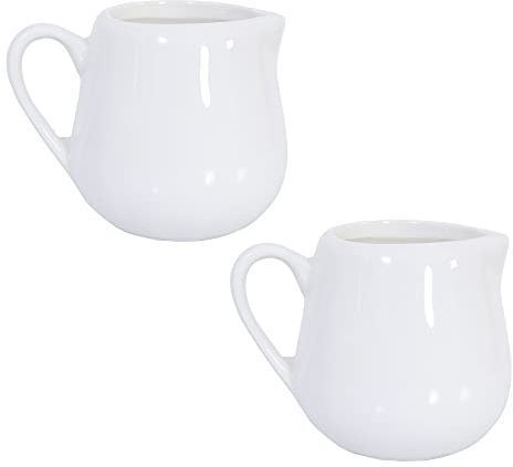2 tarros de cerámica para leche de 100 ml, color blanco