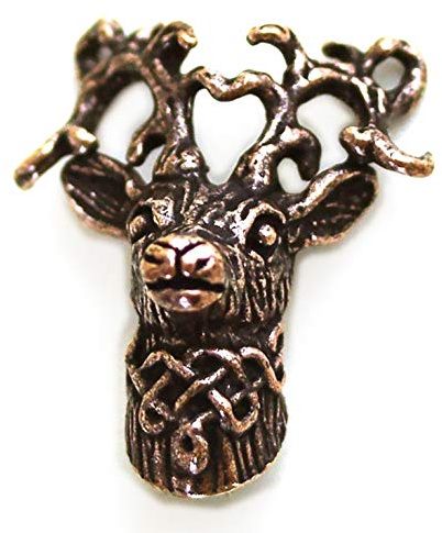 LynnAround Bronze Norse Viking Celtic Buck Deer Head Beard Beads Rings, Dwarven Dreadlock Pirate Medieval Hair Beads, Pagan Jewelry (Regular Bead Ring - Bronze)