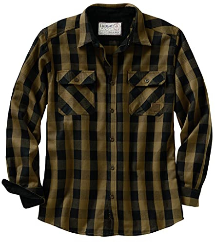 Legendary Whitetails Men's Tough As Buck Heavyweight Flannel Shirt, Rawhide Buffalo Check, Large