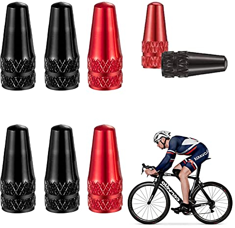 Sclaverandventil Kappe,Fahrradventil Französisch,Ventilkappen Fahrrad,MTB Ventilkappen,Ventilkappen Fahrrad Französisch,Staubkappen Fahrrad,Fahradventilkappen,Fahrrad Ventil Kappen(Schwarz, Rot)