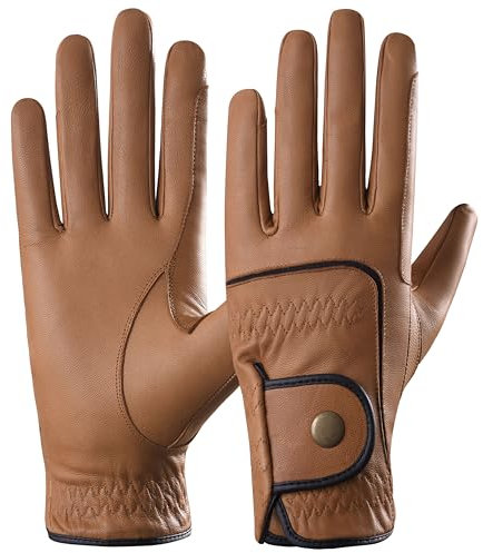 AFE Dublin Reithandschuhe aus echtem Leder, für Damen, Reithandschuhe, Leder, Braun, Größe M