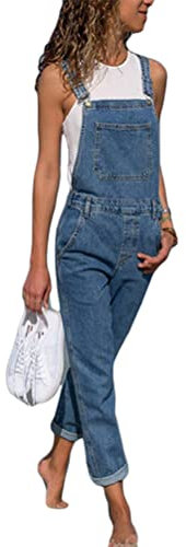 Yesgirl Salopette Jeans Donna Senza Maniche Tuta in Denim da Donna Jumpsuit Pantaloni Casual Vintage Jeans Lunga Salopette Estivi Moda Overall Playsuit Romper D Blu Scuro S