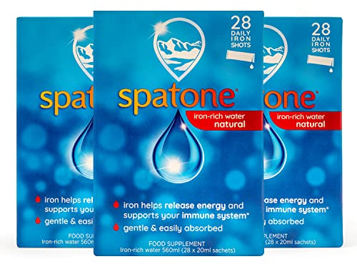 Spatone 100% Natural Iron Supplement (84 Sachets), Daily Convenient Liquid Iron Sachets, Nothing Artificial, Better Absorption than Tablets, Less Side Effects, Original Flavour