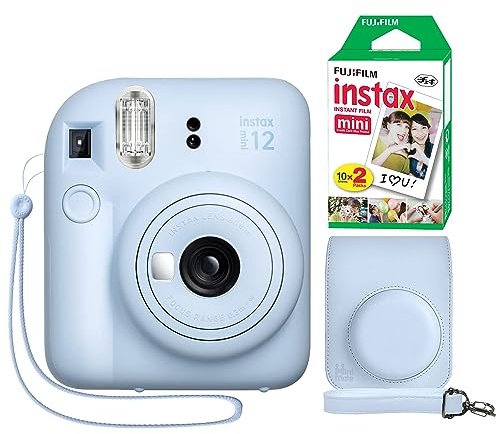Fujifilm Instax Mini 12 Instant Camera Pastel Blue + Minimate Custom Case + Fuji Instax Film 20 Sheets Twin Pack