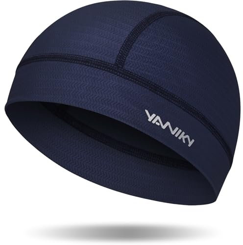 YANIKY Skull Cap - Helmet Liners for Men - Skull Caps for Women - Soft Elastic Cycling Cap Motorcycle Hard Hat Liner Football Wicking Cap Bicycle Running Beanie (Blue)