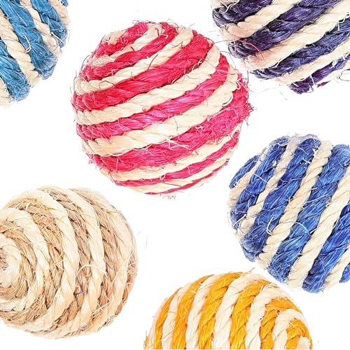 Vebetter Lot De 9 Balles en Sisal pour Chat, 4,3cm Balles en Corde De Sisal, Balles De Jouet pour Chat, Respectueux De l'environnement, Jouet Interactif pour Chat, Chaton, Chien, Chiot.