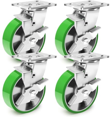 Humagineer 150mm Ruedas Muebles Pesados con Freno, Núcleo de Aluminio PU Alta Dureza Ruedas Giratorias Industriales 2200KG Capacidad, Silenciosas y Resistentes al Desgaste Ruedas para Mesa,Juego de 4