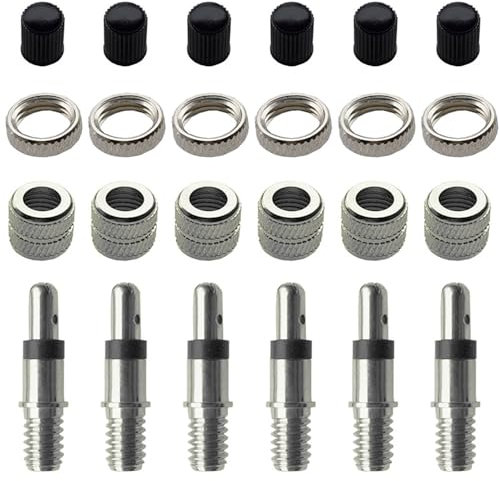 YPYMOD 6 Stück Fahrradventil Ersatz Set, Fahrrad Kupfer Deutsch Ventileinsätze Set Fahrrad Ventil Adapter für City Bike, Mountain Bike, Kids Bike, Rennrad, Trekking Bike, etc