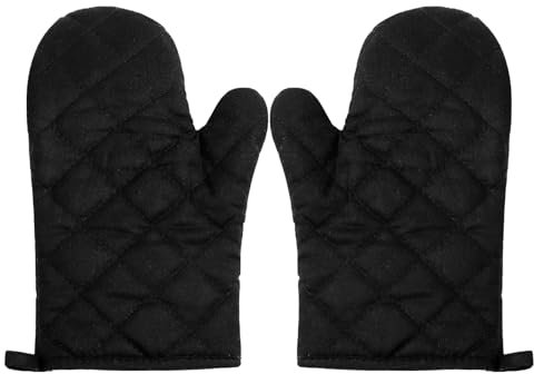 Ofenhandschuhe 2 Stück Topflappen Handschuh Ofenhandschuhe Hitzebestaendig Kochhandschuhe Kochhandschuhe Hitzebeständig rutschfeste Kochhandschuhe Zum Kochen Backen Grillen (Schwarz)
