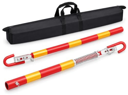 Tyvotrend Car Recovery Tow Pole, 3 Tonne, 95 + 88 cm Rigid Towing Bar | Two-Way Cushioning, 4 mm Iron Tubes, Pin-Locked Two-Part Assembly, Universal Safety Tow Bar for Car SUV Breakdown Assistance