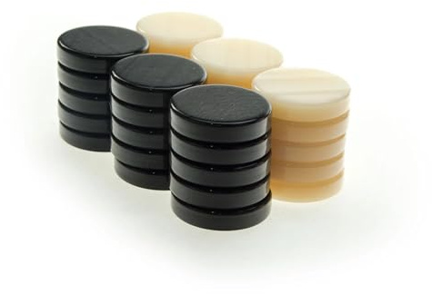 Juego de 30 piedras de backgammon de nácar Manopoulos de lujo, color negro y blanco marfil, juego premium hecho a mano en Grecia por expertos, 36 mm, adultos, mayores de 14 años