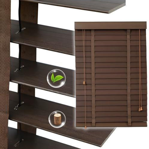 JFOZDM Maßanfertigung Holzjalousie 50mm, Jalousien Fenster Innen, Holzjalousie Innen, Sonnenschutz and Sichtschutz, Jalousien für Schlafzimmer, Terrasse, Büro, Einfache Montage, Mehrere Farben