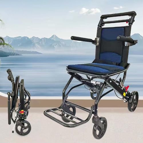 Sedia a rotelle pieghevole leggera – Sedia portatile in alluminio da viaggio – Multiuso, design super leggero