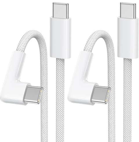 Cable USB C a USB C[2Pack 2M] 60W Cable Carga Rapida Tipo C 90 Grados PD