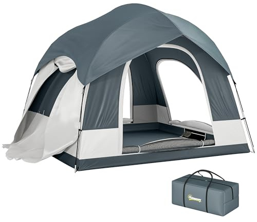 Outsunny Tente de Camping 2-4 Personnes 3 Portes Compatible SUV Bleu Foncé