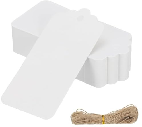 HYFZOD 100 PCS Etichette Regalo, Etichette in Carta Kraft, 3x5CM Tags Regalo, Etichette Marcatura con Stringa,cartellini prezzi, Etichette Carta Kraft per Esposizione di Gioiell, Abbigliamento