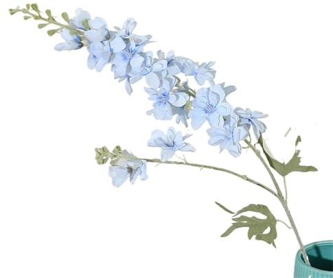 FonHNDG konstgjorda blomkvistar 6 stycken blå delphinium konstgjorda blommor med långt handtag riddarsporre för bröllop medelstycken, blomsterarrangemang, hemvas-dekor (Color7)