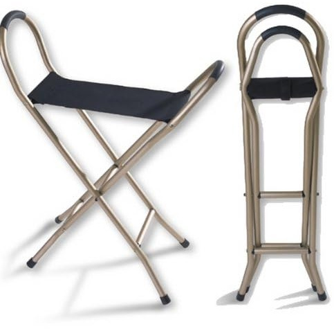 Walking Cane with Seat Folding Lightweight - Portable Walking Stick with Seat for Seniors, Seat Cane with Chair with 4 Non-Slip Legs & Comfortable Handle, 21” Cane Chair with 250 lb Weight Capacity