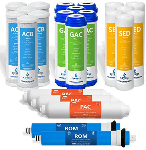 Express Water – 3 Year Reverse Osmosis System Replacement Filter Set – 23 Water Filters with 50 GPD RO Membrane, Carbon GAC, ACB, PAC Filters, Sediment SED Filters – 10 inch Size