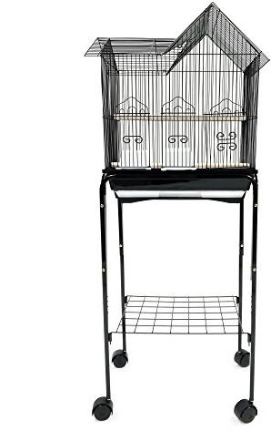YML 1754 Bar Spacing Villa Top Bird Cage Black With stand