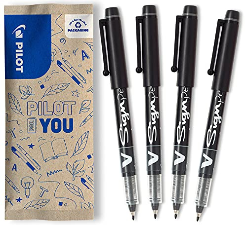 PILOT V-Sign Pen, Faserschreiber, (Schwarz), 1 Stück (4er Pack)