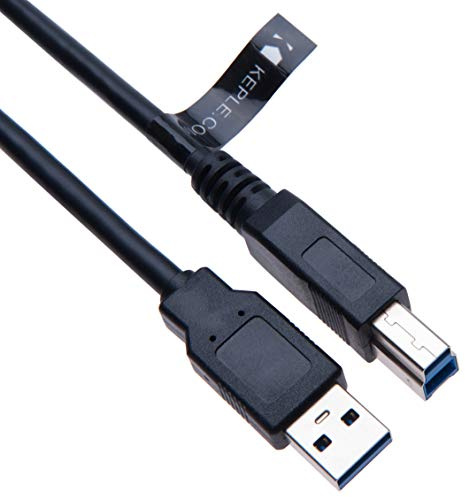 Keple USB 3.0 SuperSpeed Cable A Male to Type B Plug/Adapter Cord for Printer Scanner Hard Drive Server Digital-Photography Devices Docking Station Camera USB HUB 3.5 SATA enclosures/Lead– 1 m Black