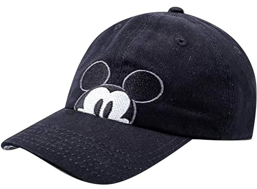 Concept One Unisex-Erwachsene Disney Mouse Peek-a-Boo Embroidered Cotton Adjustable Dad Hat with Comic Strip Print Curved Brim Papa-Hut, Schwarz-Mickey, Einheitsgröße