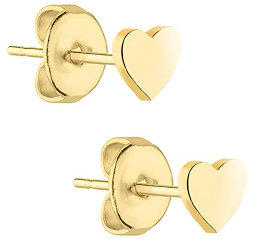 BONNYBIRD® Herz Ohrringe Gold Edelstahl Ohrstecker Damen Wasserfest Schmuck Frauen Vergoldet Hypoallergen Chirurgenstahl Medizinisch Nickelfrei