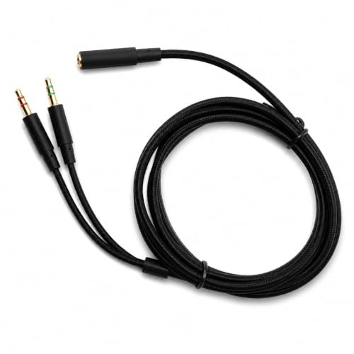 ciciglow Cable de extensión de audio, adaptador 2 en 1, cable de audio para auriculares, cable de audio de 2 m, apto para Cloud Stinger/Cloud Mix/Cloud Alpha