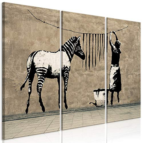 murando Cuadro Acústico Banksy Washing Zebra 135x90 cm espuma acústica absorbe el sonido aislamiento lienzo de 3 piezas Decoración de Pared Graffiti i-C-0151-b-e