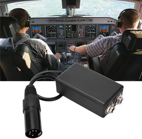 Tefola Adattatore GA, adattatore per cuffie aeronautiche GA Dual Plugs per Airbus XLR 5 pin maschio adattatore cavo di prolunga per cuffie