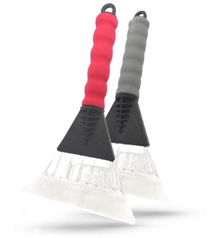 ZYBUX - Pack of 2 - Ice Scraper for Cars Winter Care Windscreen with Soft Grip No Scratches Windscreen Snow Removal Frost non-slip Comfort Foam Grip for Car Snow (Pack of 2 RANDOM COLOURS)