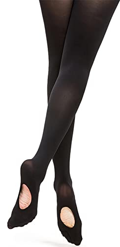 DANCEYOU Black Tights for Girls Toddler Black Dance Tights for Women Footless/Convertible/Stirrup Ballet Leggings 1 & 2 Packs Convertible XXL