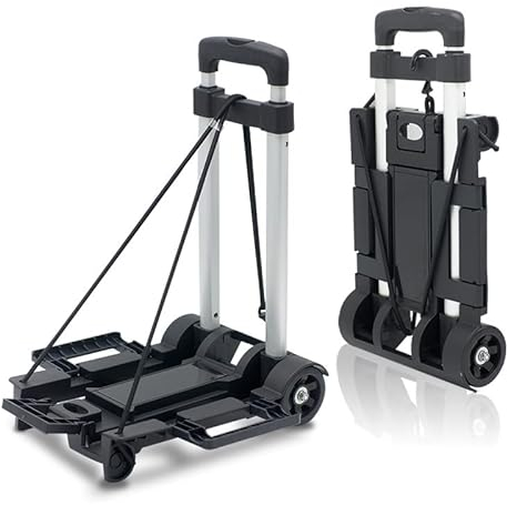 Y-Nut Carretilla Plegable, Carrito Porta equipajes con 2 ruedas, Carga máxima 70 kg/165 lbs, Aluminio Negro