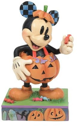 Enesco Disney Traditions Collection by Jim Shore Halloween Mickey Mouse in Pumpkin Costume Figurine- Stone Resin Hand Painted Crafted Collectible Disney Halloween Figurines Home Decor Statue, 6.1 Inch