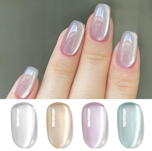 Born Pretty U V Nagellack Jelly Glas Kristall - Wasser hell Gel Nagellack Glitzer-Schimmer-Auroras Cat Magnetic Eye Gel Maniküre und Nagelkunst DIY zu Hause 4PCS