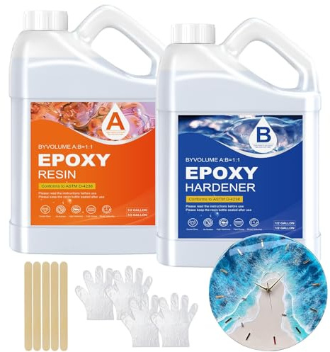Epoxy Resin Kit 128oz / 3785ml - Crystal Clear, No Yellowing, No Bubbles, Best for DIY, Crafts, Beginners, Easy 1:1 Ratio (128OZ)