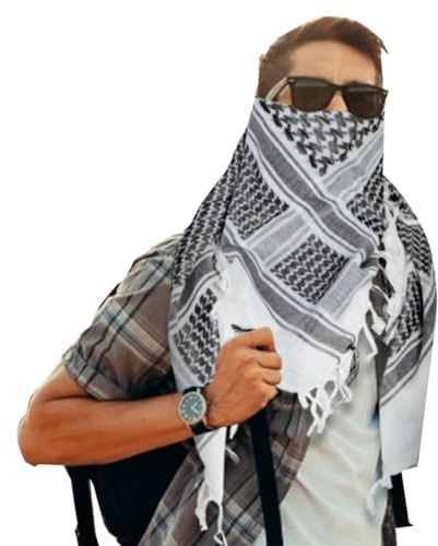 halsduk – palestina huvudsjal, traditionell palestina halsduk öken wrap Shemagh huvud hals arabisk halsduk för män kvinnor, Mörkgrå, Refer to description
