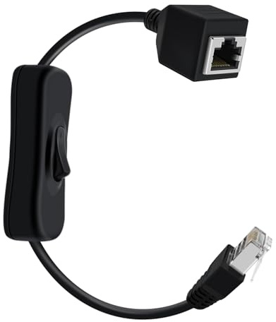 HuaLiSiJi Ethernet Kabel Cat6 mit Ein/Aus-Schalter Gigabit Netzwerkabel RJ45 Stecker auf Buchse, Unterstützung Cat5e / Cat5 für Router, Modem usw (Gerade Kopf, 0.6 m)