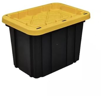 9-Gallon Heavy-Duty Storage Tote with Black Base and Yellow Lid QJ79067