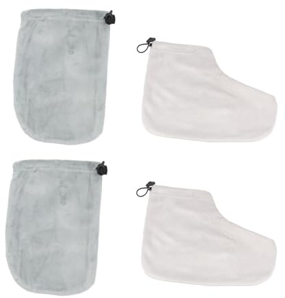 HONITANO 2paires Set Mitaines Et Coton Isolant Pour Bain De Paraffine Protection Thermique Pour Soin Spa Mains Et Accessoires Pédicure Professionnels Compatible Usage Salon Et Domicile