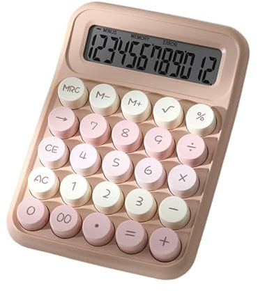 Calculadora mecánica de escritorio con pantalla LCD grande de 12 dígitos y botones mecánicos grandes para calculadora de presupuesto de oficina y escuela