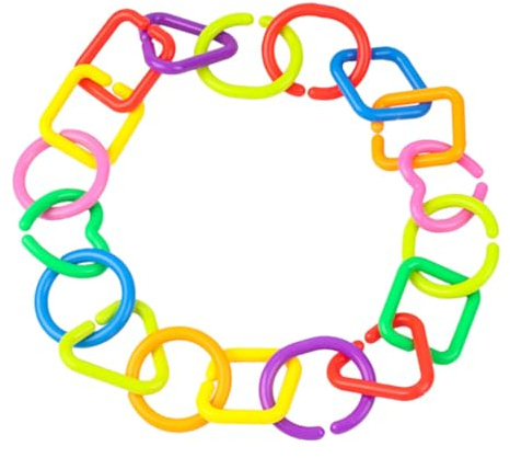 BCOATH 35Pcs Geometric Linking Chain Early Education Cognition Rings Sensory Links for Stroller and Crib Development Random Style