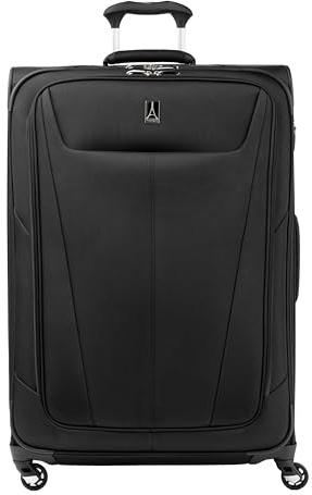 Travelpro Maxlite 5 Softside erweiterbares aufgegebenes Gepäck mit 4 Spinnerrädern, Leichter Koffer, Herren und Damen, schwarz, kariert, groß, 79x54x34 cm